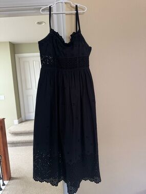 Ulla Johnson Black Eyelet Dress with Scalloped Trim